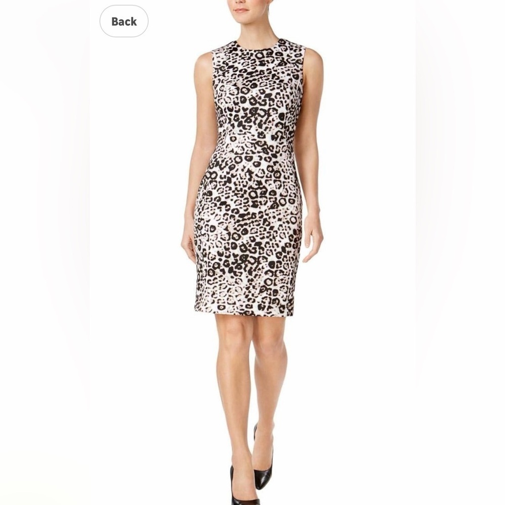 AGB Leopard Print Midi Dress - Black and Brown